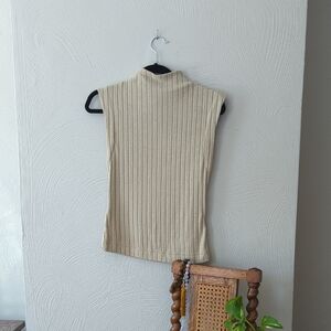 Sleeveless Ribbed Knit Top in Cream